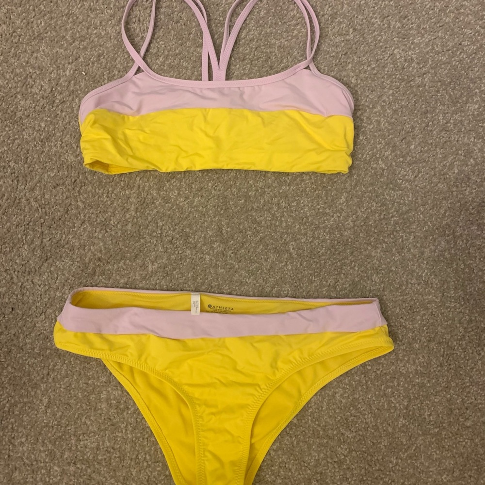 Athleta small yellow and pale pink bikini.